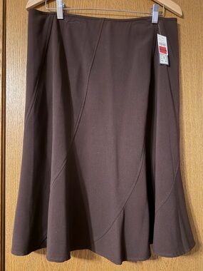 BGC Dark Brown Faux Suede Look Flared A-Line Skirt Cowgirl Vibe NWT
